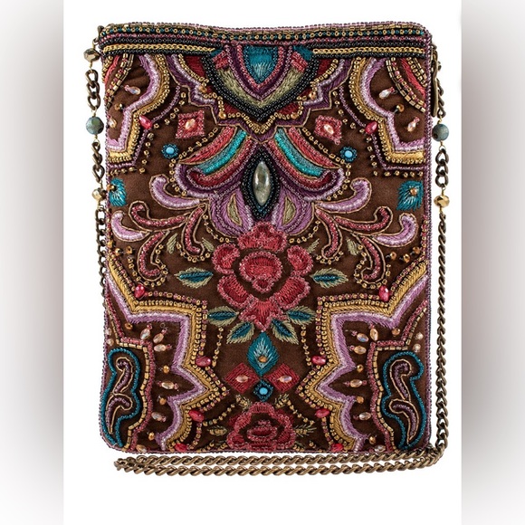 Mary Frances Handbags - Mary Frances Tempting Mini Crossbody Brown Beaded Handbag